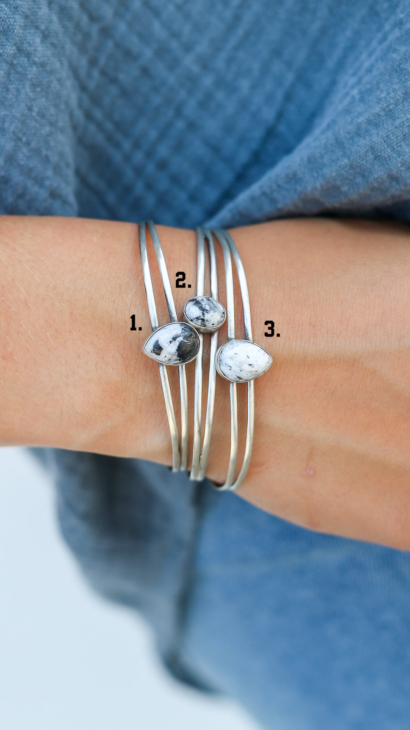White Buffalo Teardrop Stacker Cuff