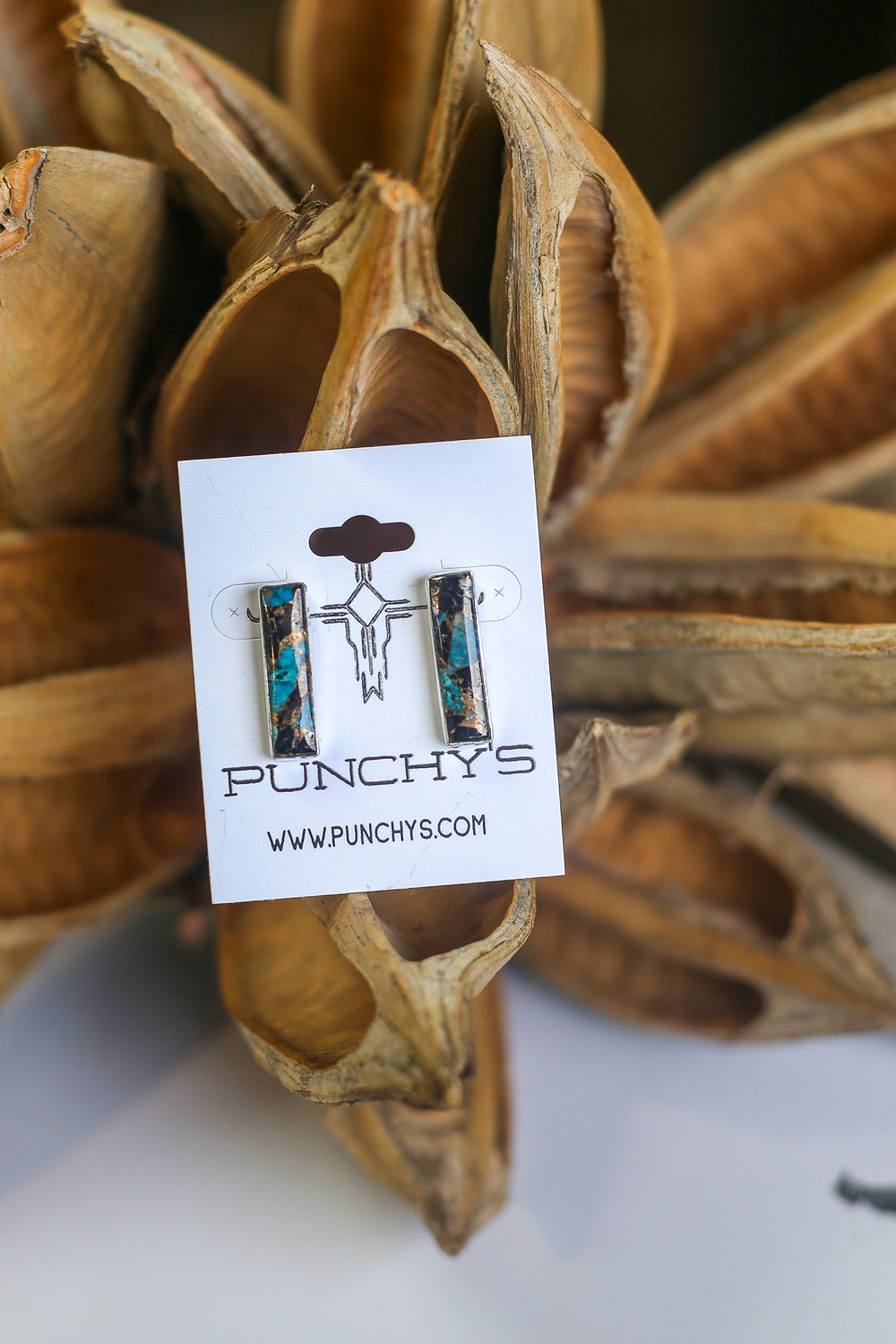 White Buffalo and Turquoise Bar Earrings