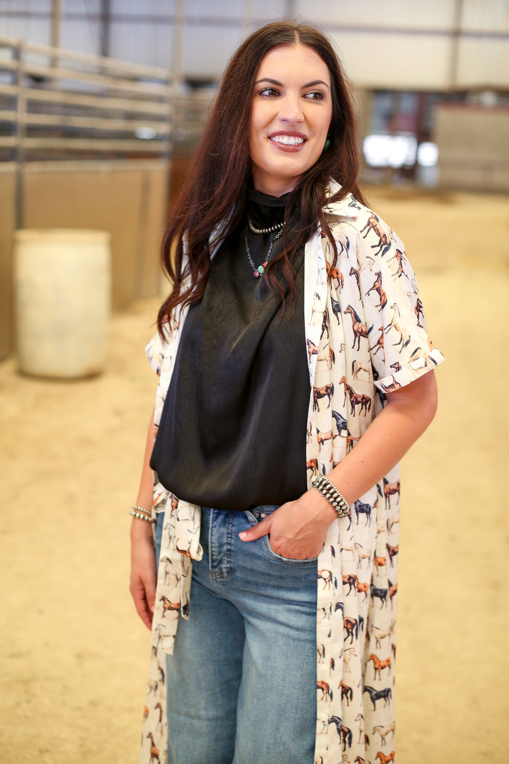 Wild West Horses Button Down Dress