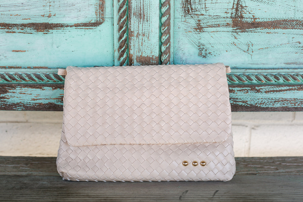 Wrenlee Cream Woven Flap Crossbody