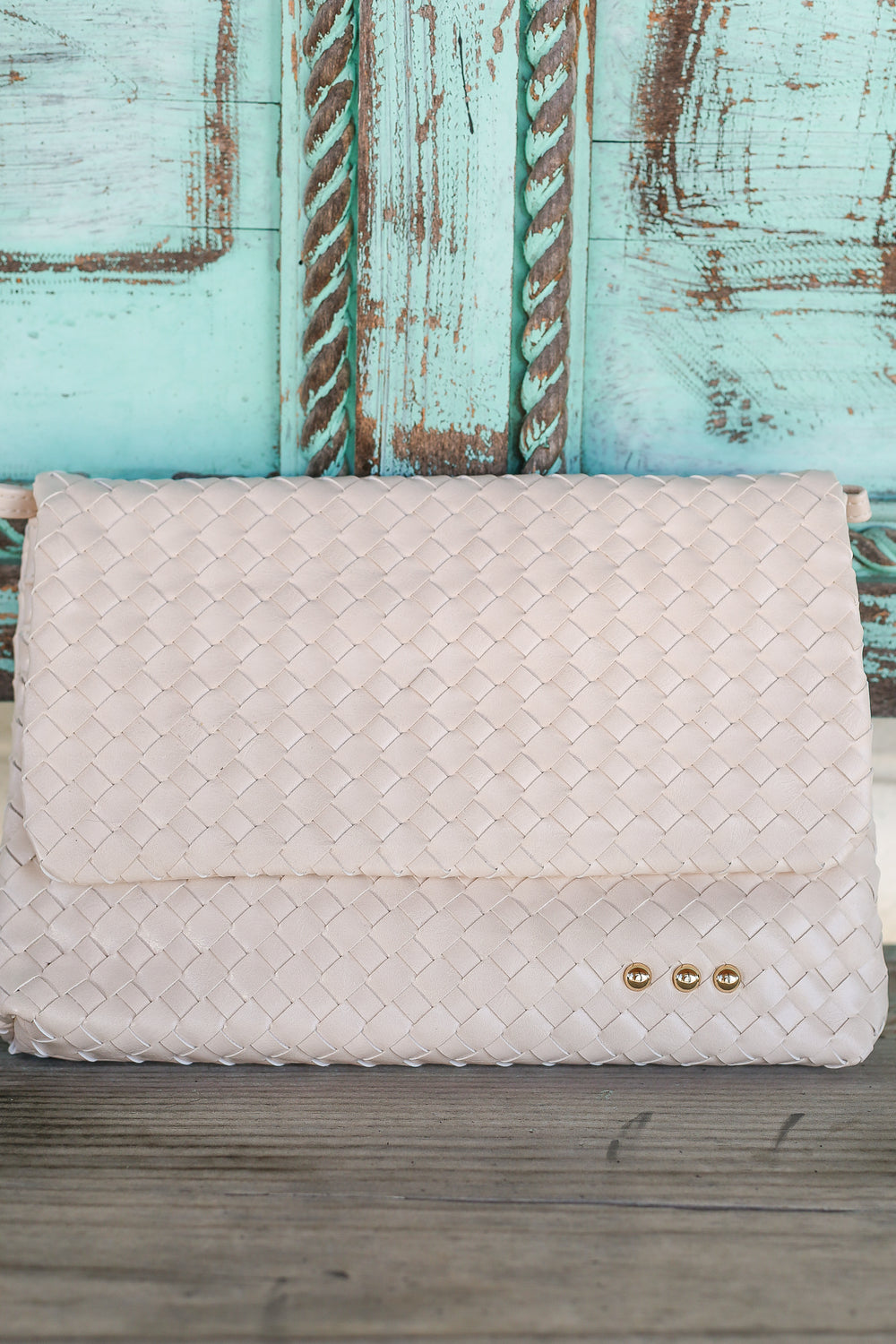 Wrenlee Cream Woven Flap Crossbody