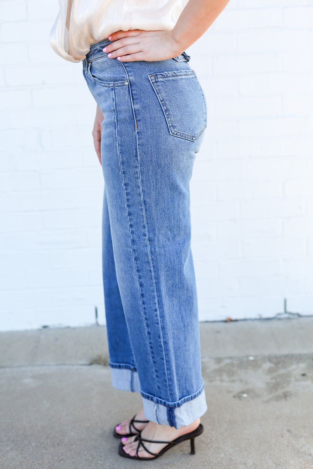 Wynonna Slouchy Cuffed Wide Leg Jeans
