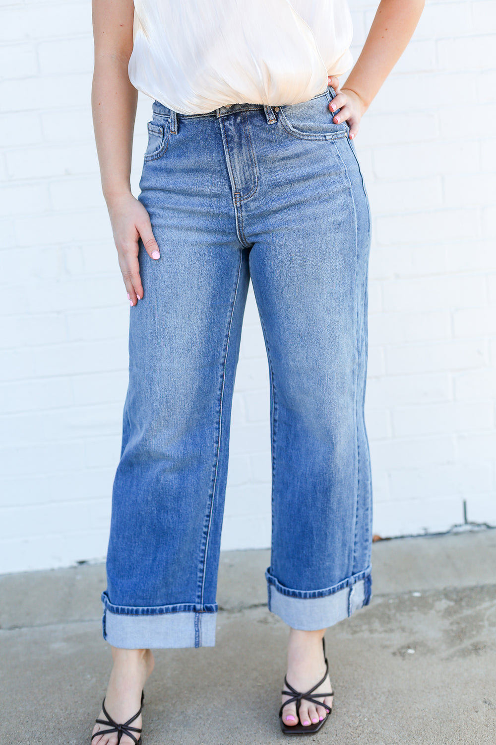 Wynonna Slouchy Cuffed Wide Leg Jeans