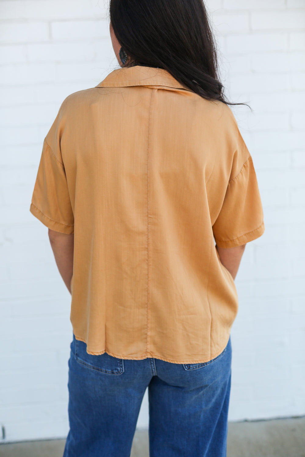 Yellow Belle Tencel V-Neck Top