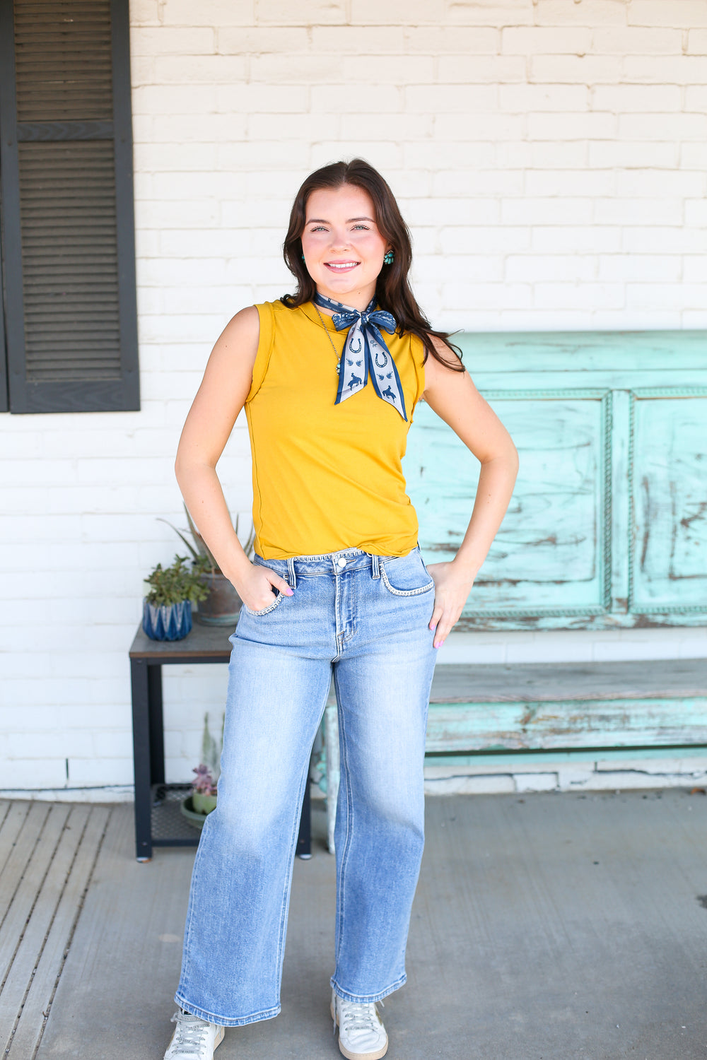 Zo Mustard Seed Sleeveless Top by Dear John
