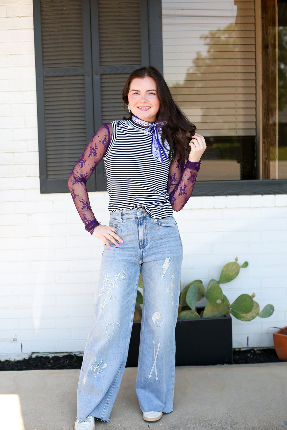 Purple Sheer Lace Style Top