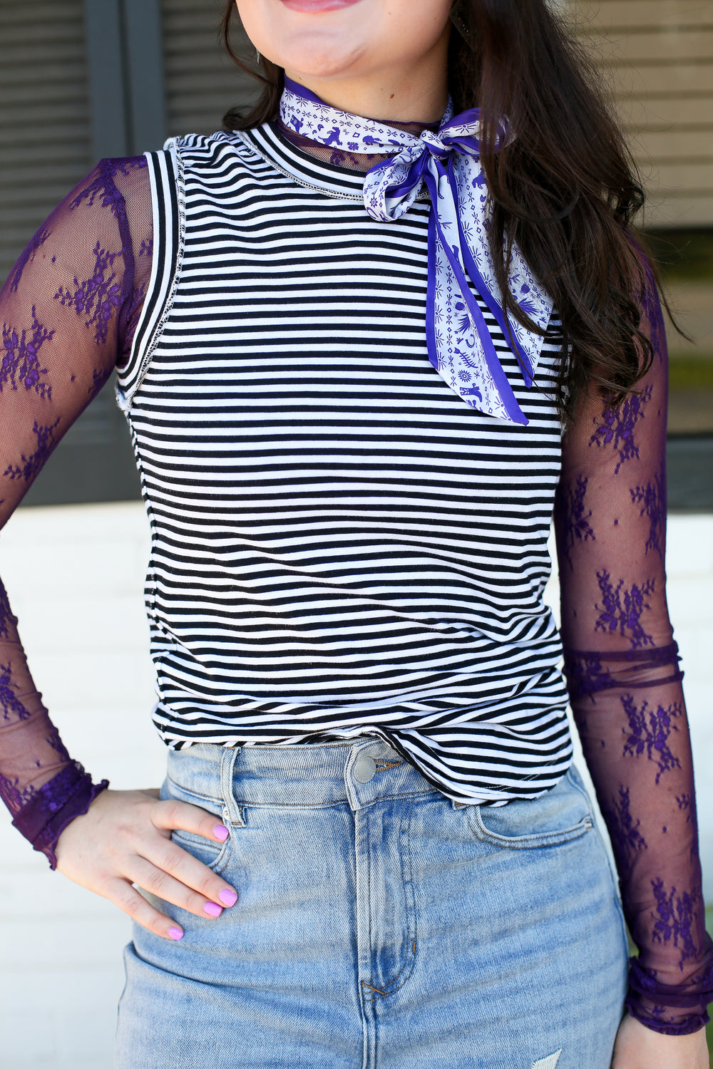 Zo Pinstripe Sleeveless Top by Dear John