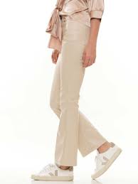 Sand Faux Leather Flare Pants