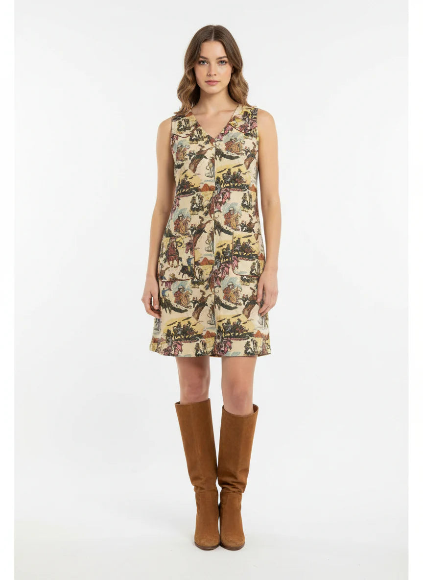 Rodeo Cowboy Sleeveless Mini Dress