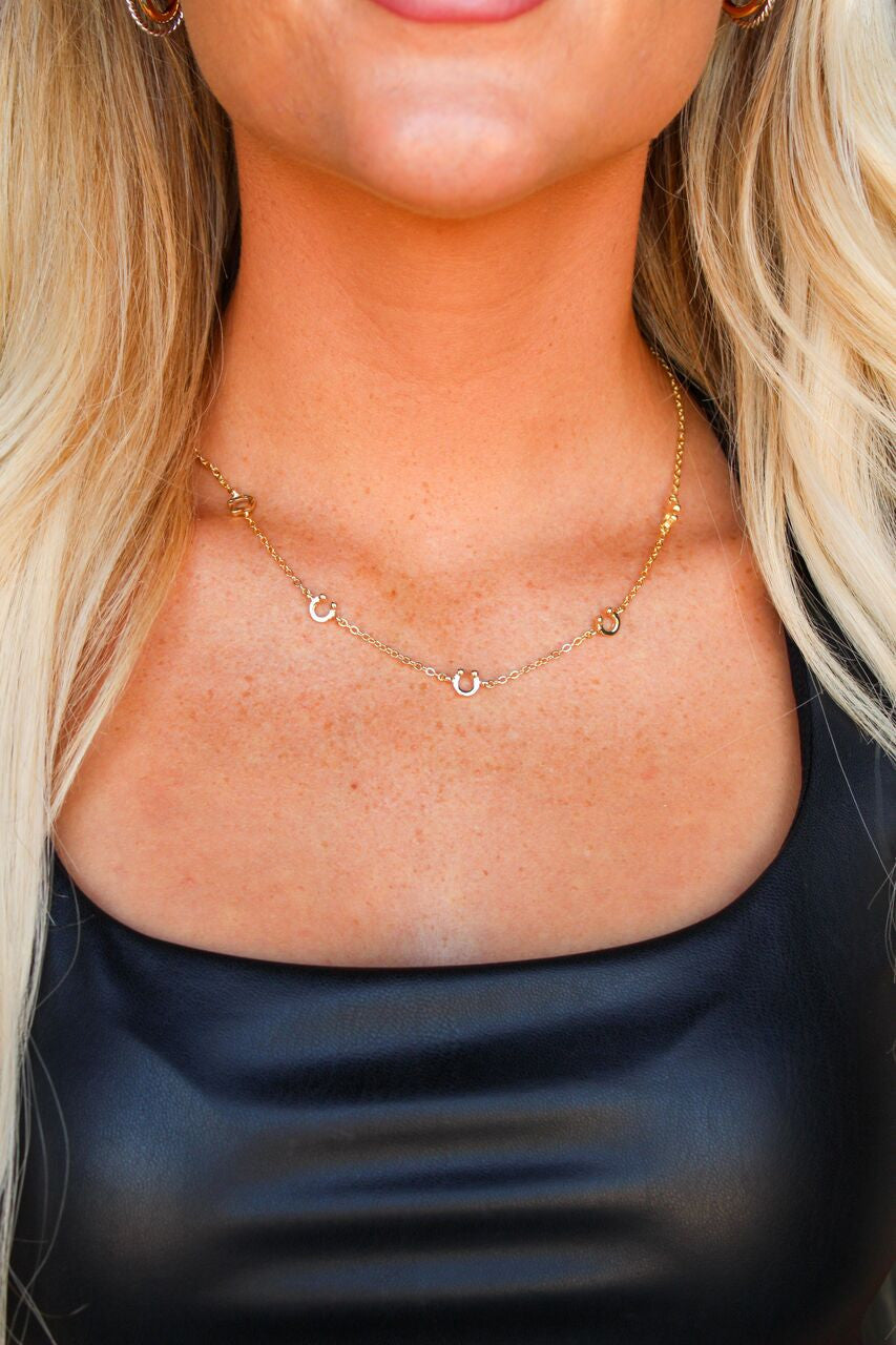 18K Gold Plated Horseshoe Charm Necklace