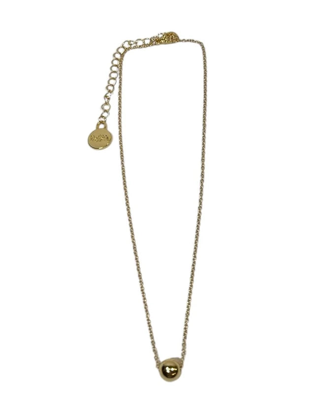 15" 18K Gold Burnished Chain Necklace with Burnished Bead Accent