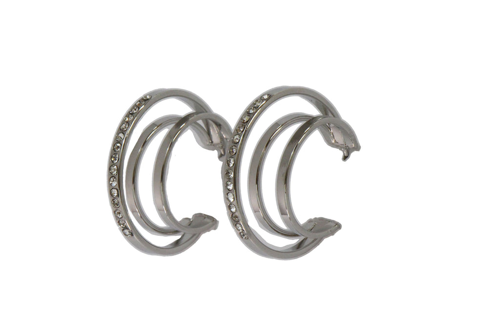 1" Silver and Rhinestone Multi Hoop Earring