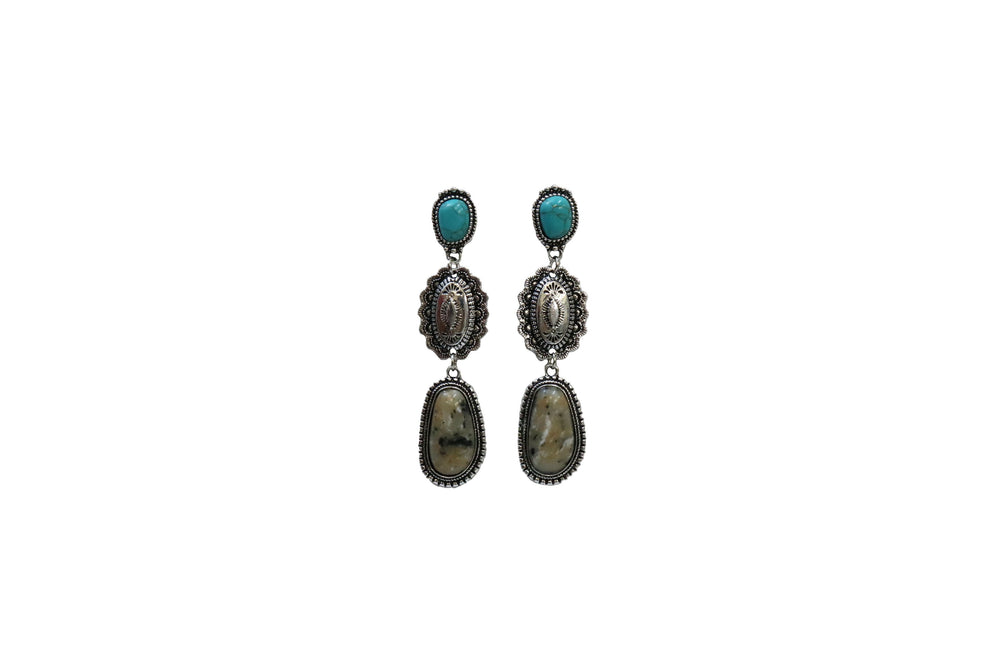 1.75" Turquoise Oval Cluster Post Earrings