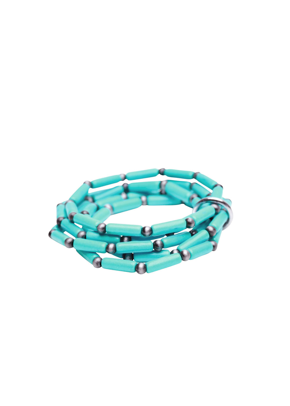 5 Strand Turquoise  TubeBead and Faux Navajo Pearl Stretch Bracelet