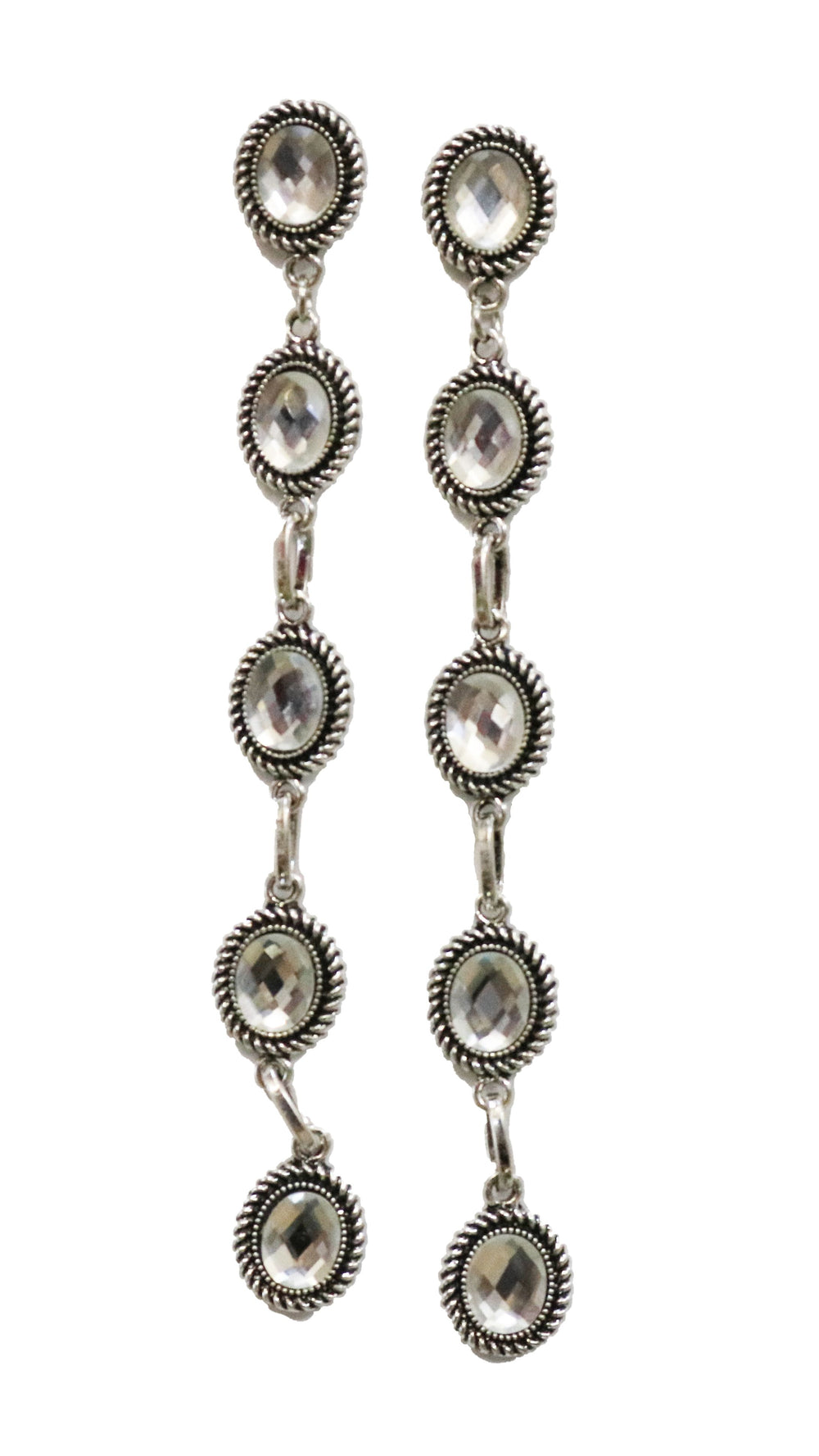 Rhinestone 5 Stone drop Post Earring..