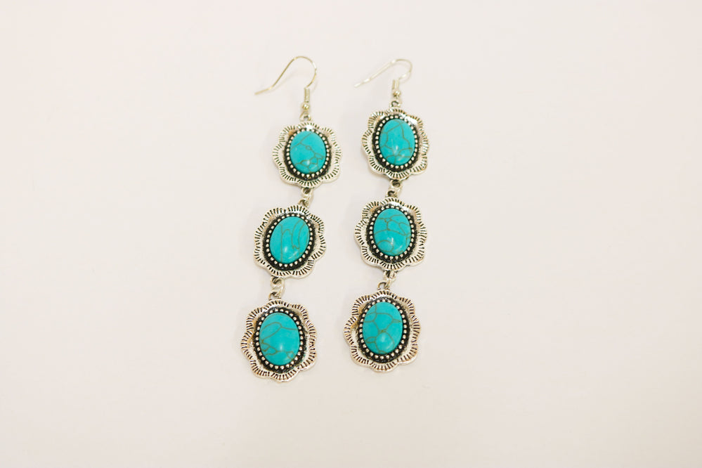 3 Tier Turquoise Earring on Fishook