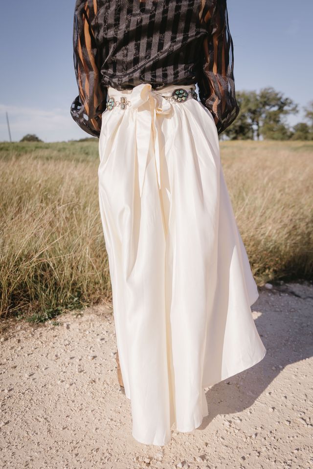 Ivory Satin Hi-Low Skirt