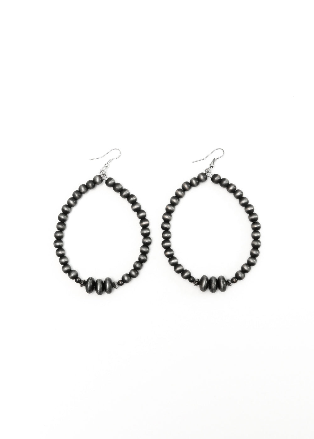 3.5" Faux Navajo Pearl Dangle Hoop Earrings.