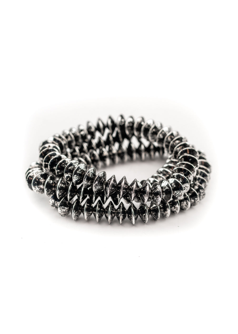 3 Strand Silver Disc Stretch Bracelet