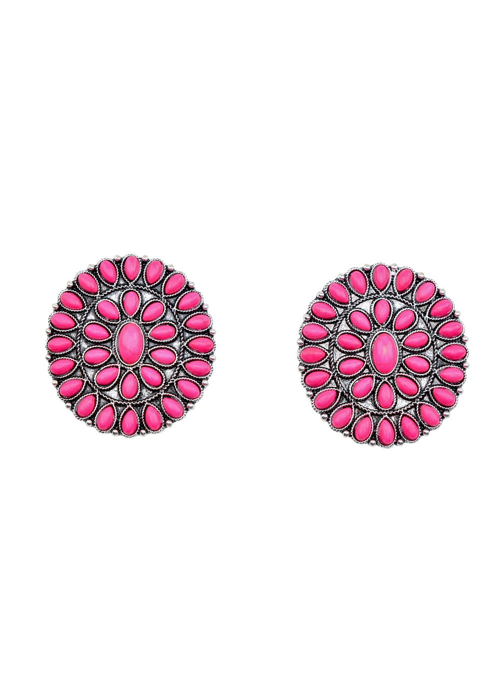 Large Pink Cluster Post Earring