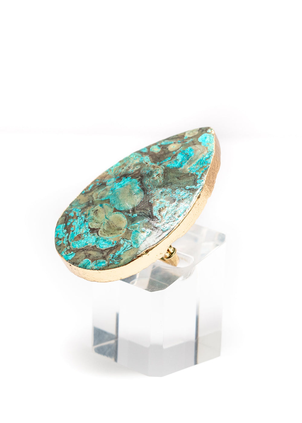 Adjustable 2" Gold Turquoise Stone Ring