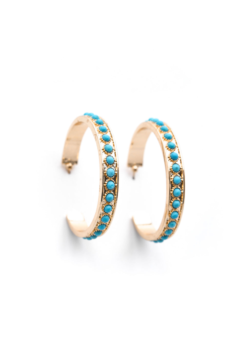 Gold and Turquoise Hoop Earring