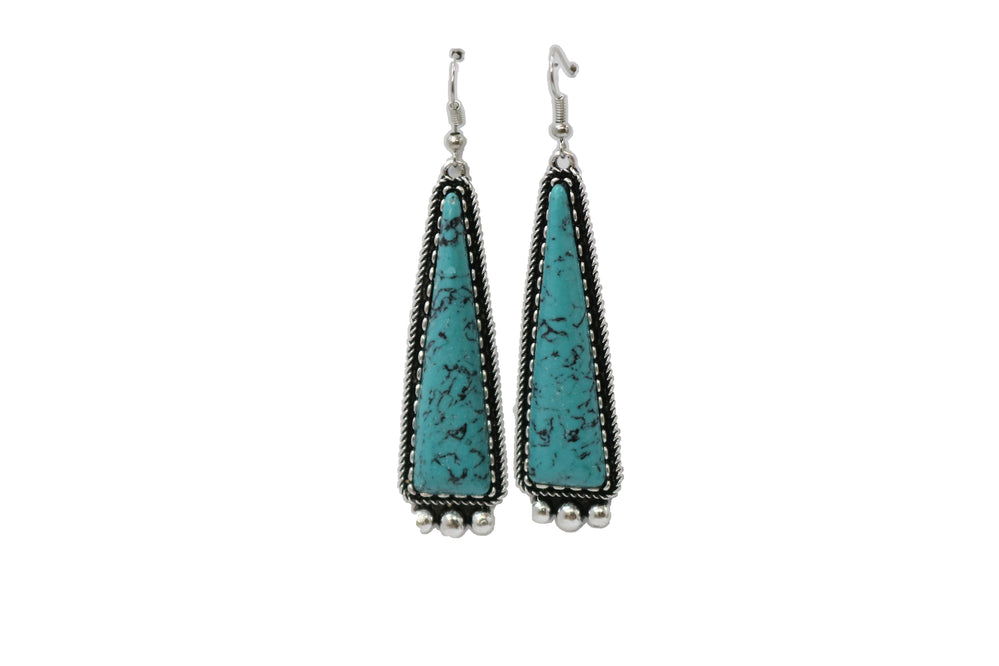 3" Turquoise Triangular Earring on Fishook