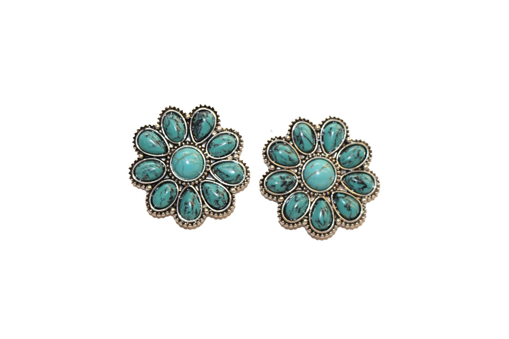 1.5" Turquoise Flower Post Earring