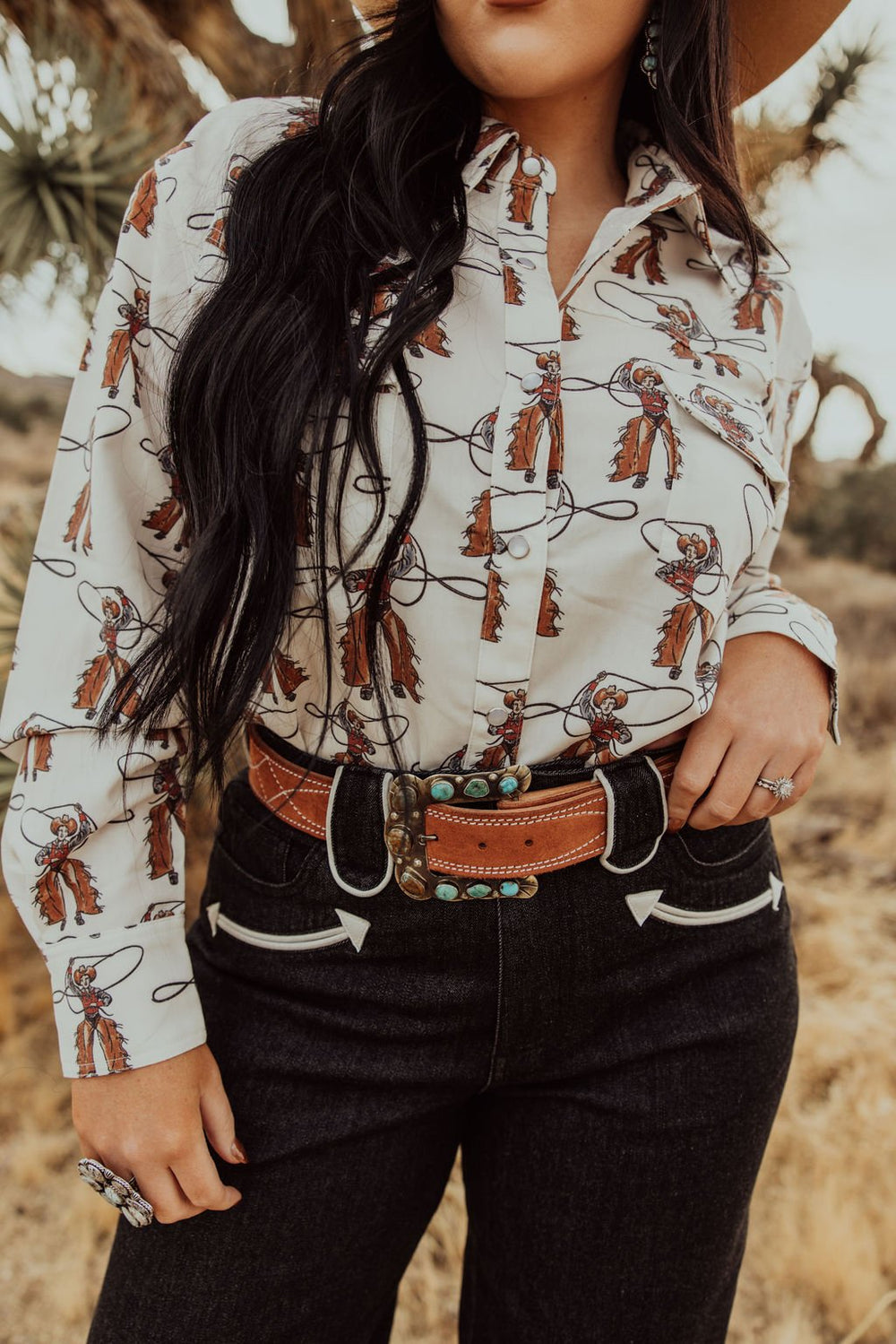 Roping Cowboy Pearl Snap