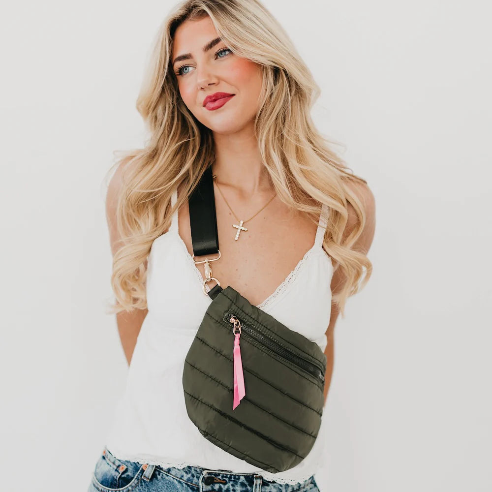 Jolie Olive Puffer Bum Bag