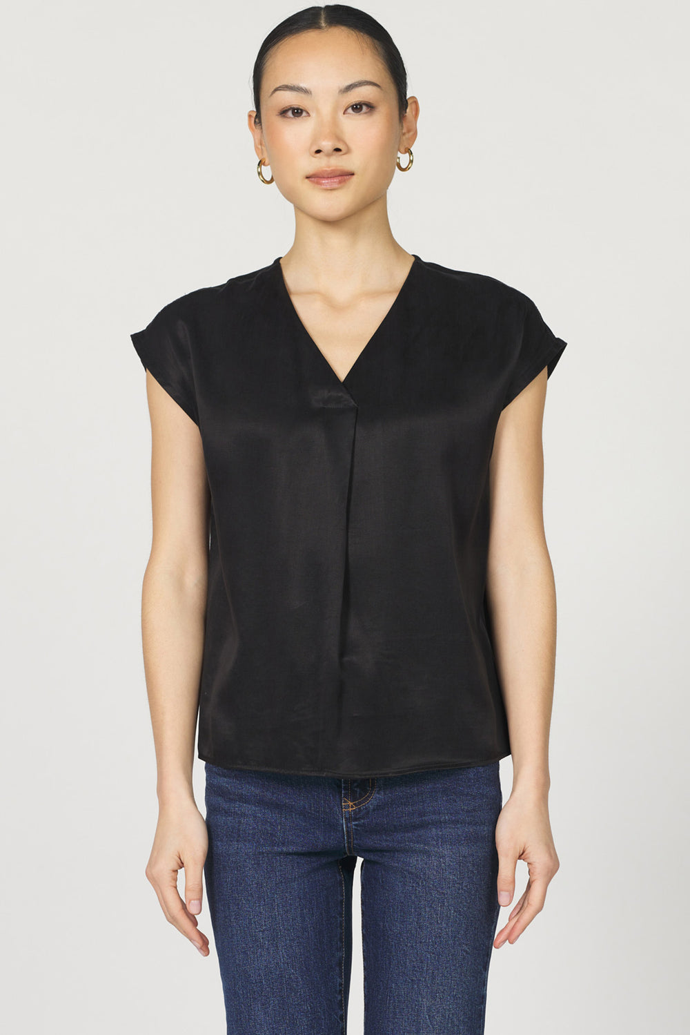 Kristen Smooth Black Top Blouse