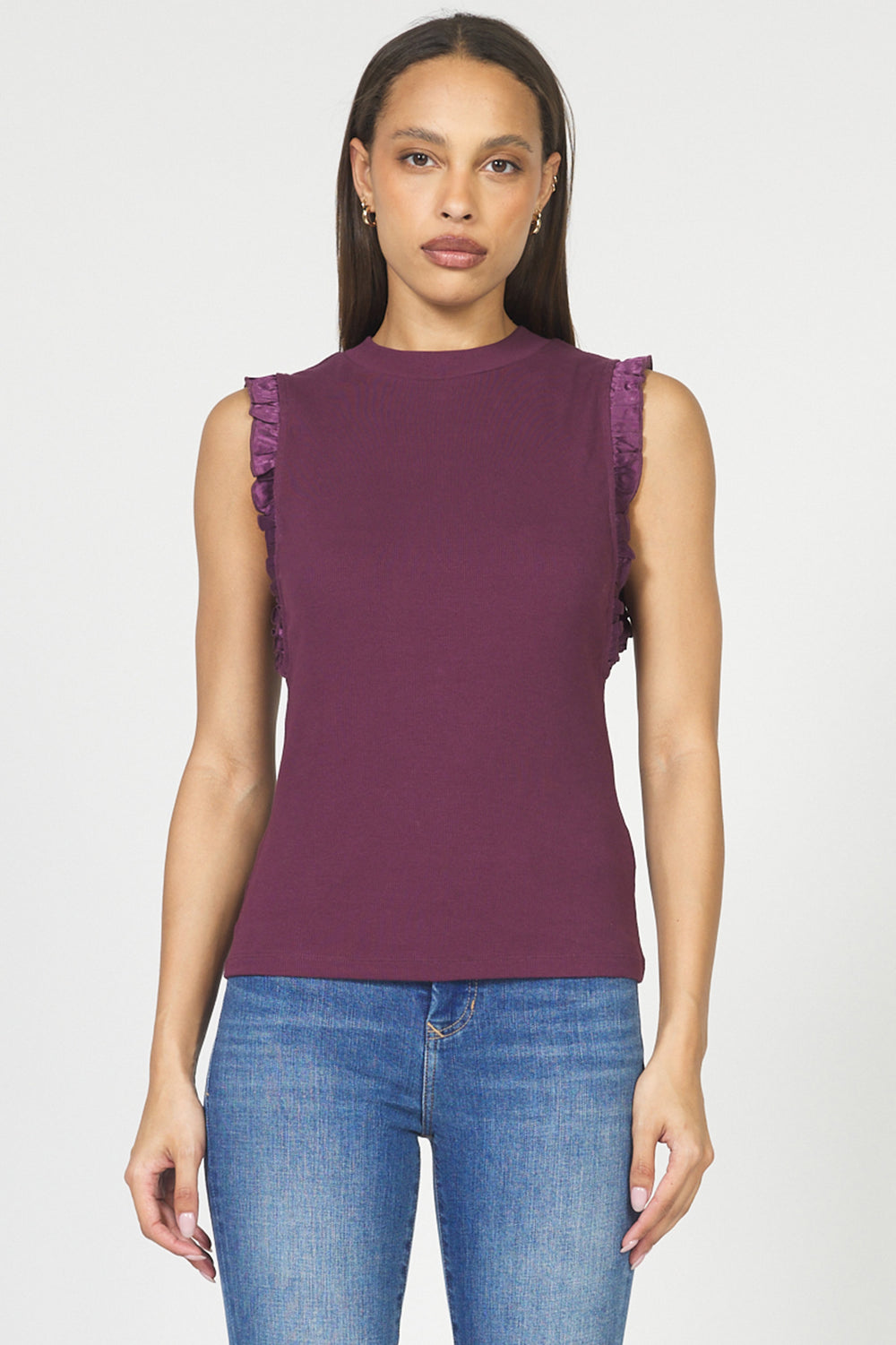 Bridgette Frayed Hem Fig Tank