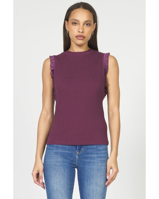 Bridgette Frayed Hem Fig Tank