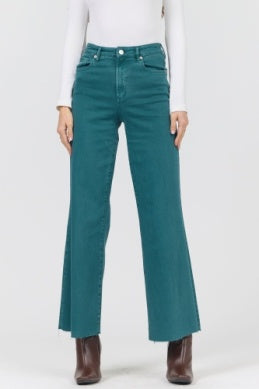 Fiona High Rise Raw Cut Hem Turquoise Jeans