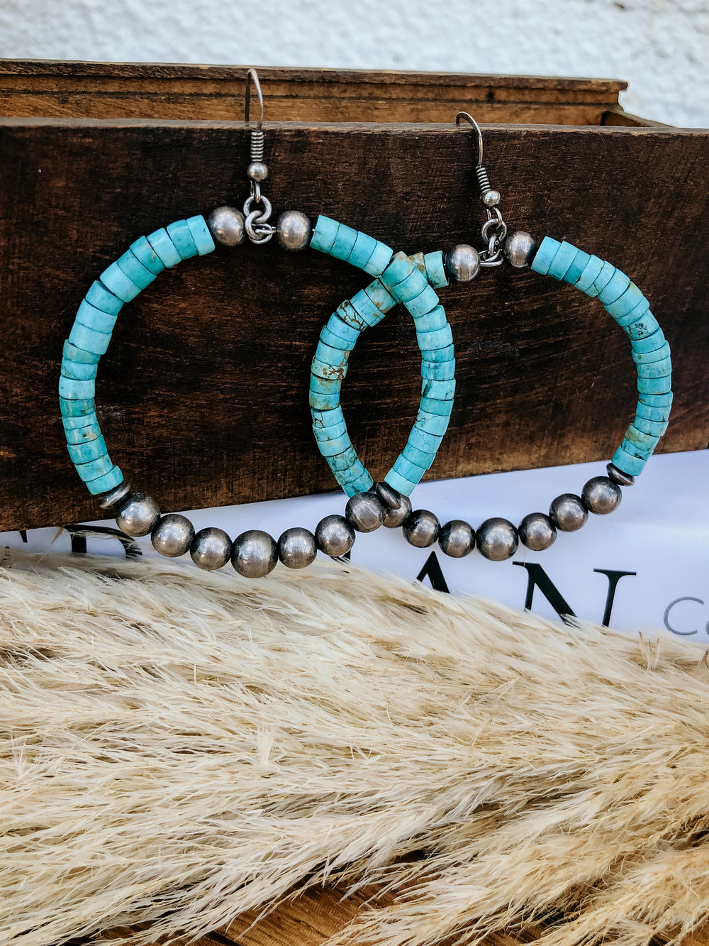 2.25in JB Rolled Turquoise Hoops