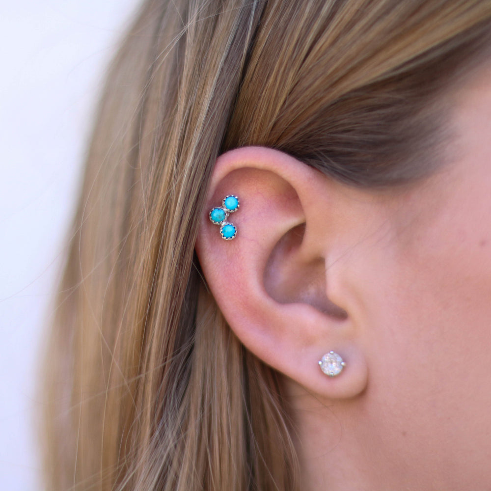 3 Stone Turquoise Earring