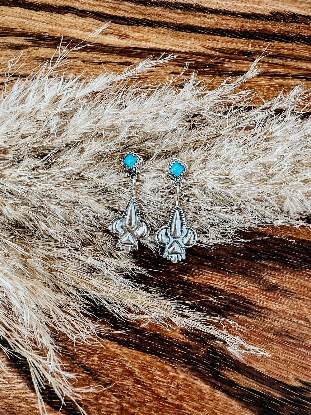 Blue Turquoise Diamond Dangle Earrings