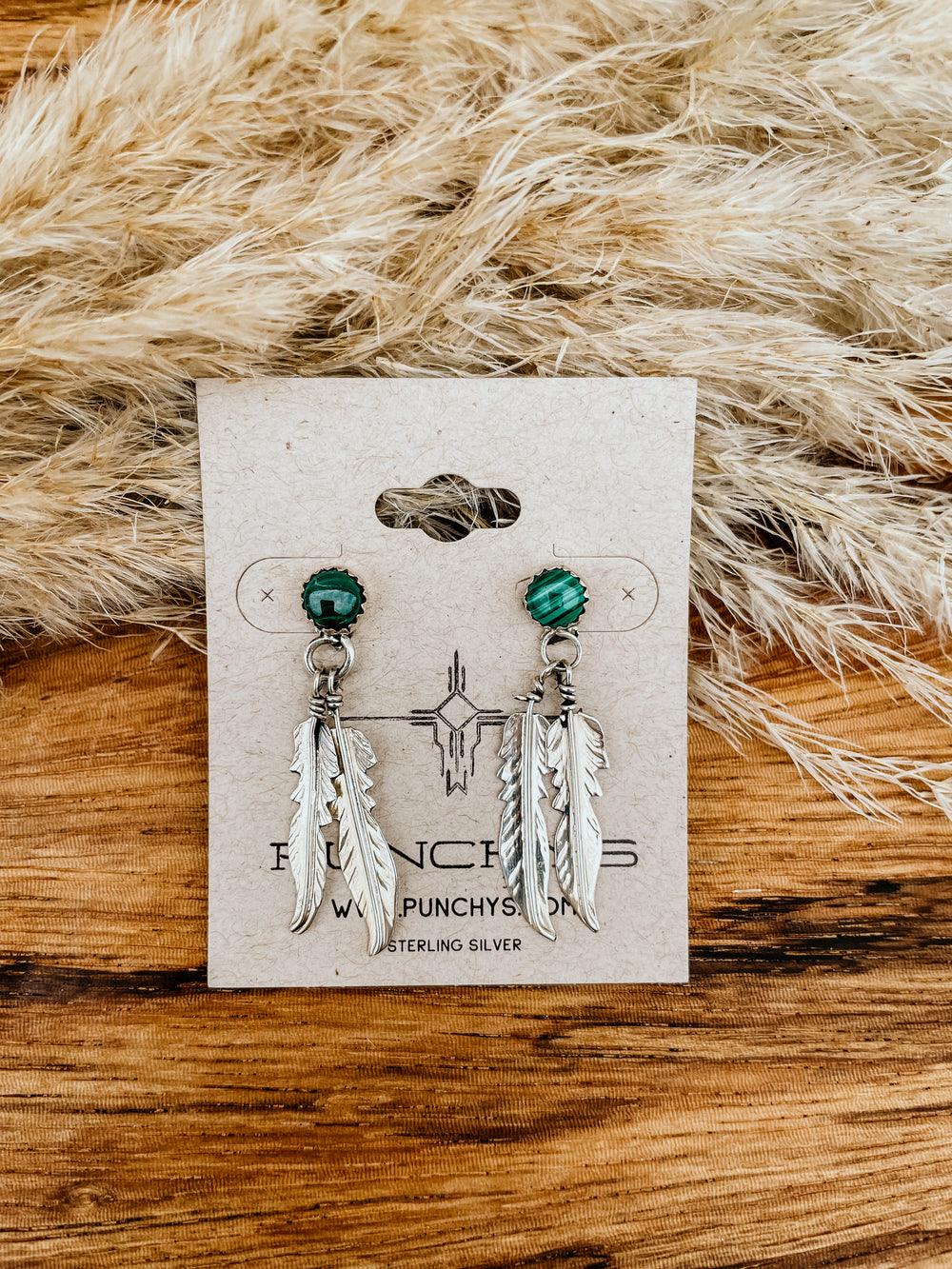 Green Eyed Girl Feather Post Earrings