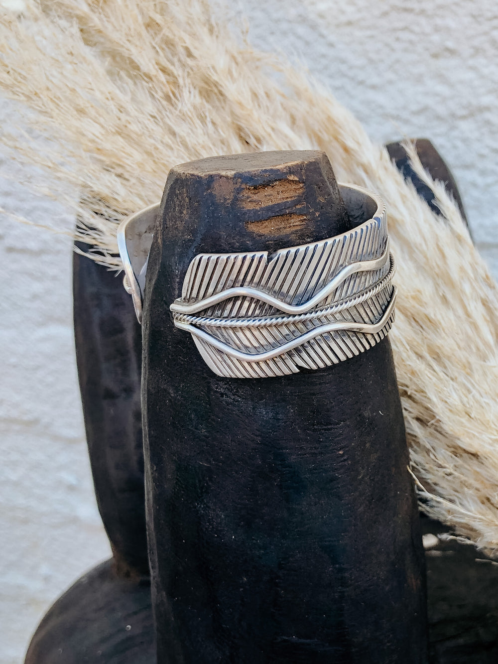 LJ Sterling Silver Feather Cuff