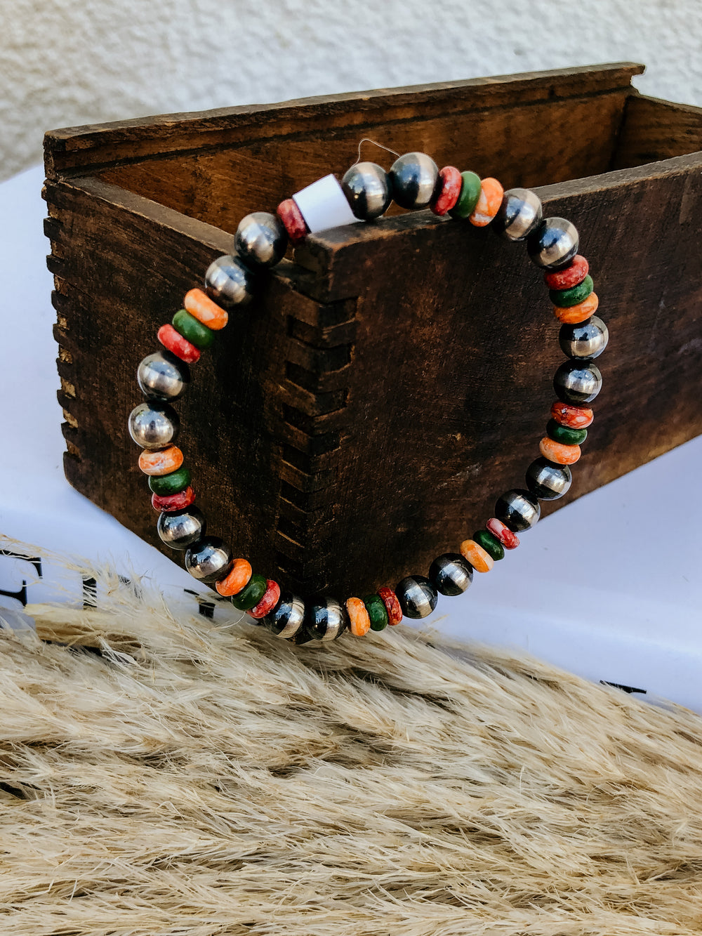 Mixed Stone Navajo Pearl Stretch Bracelet