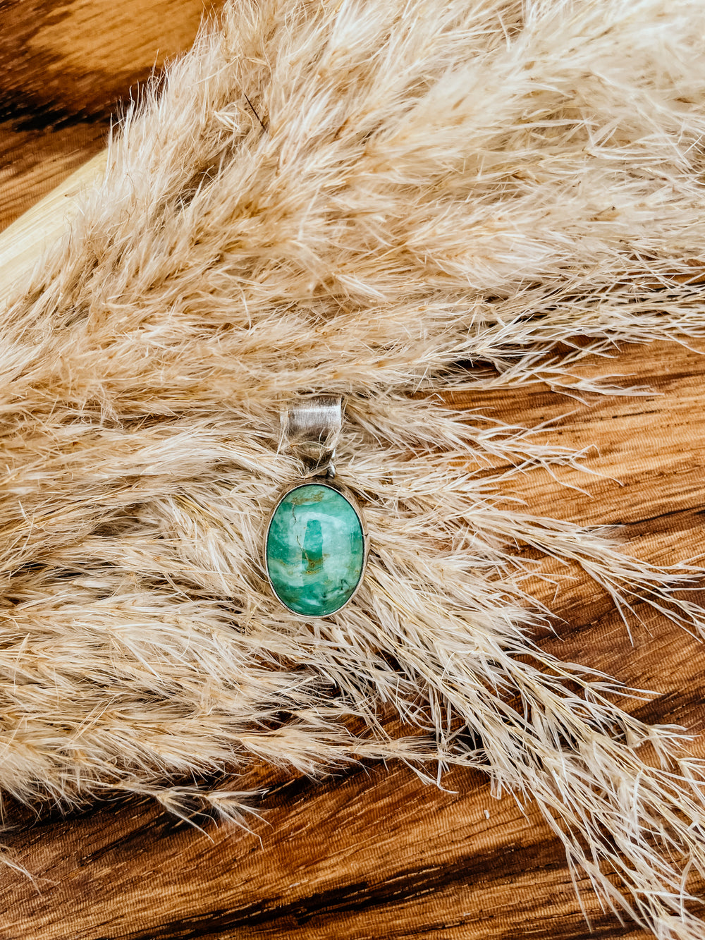 Mixed Green Turquoise Oval Pendant
