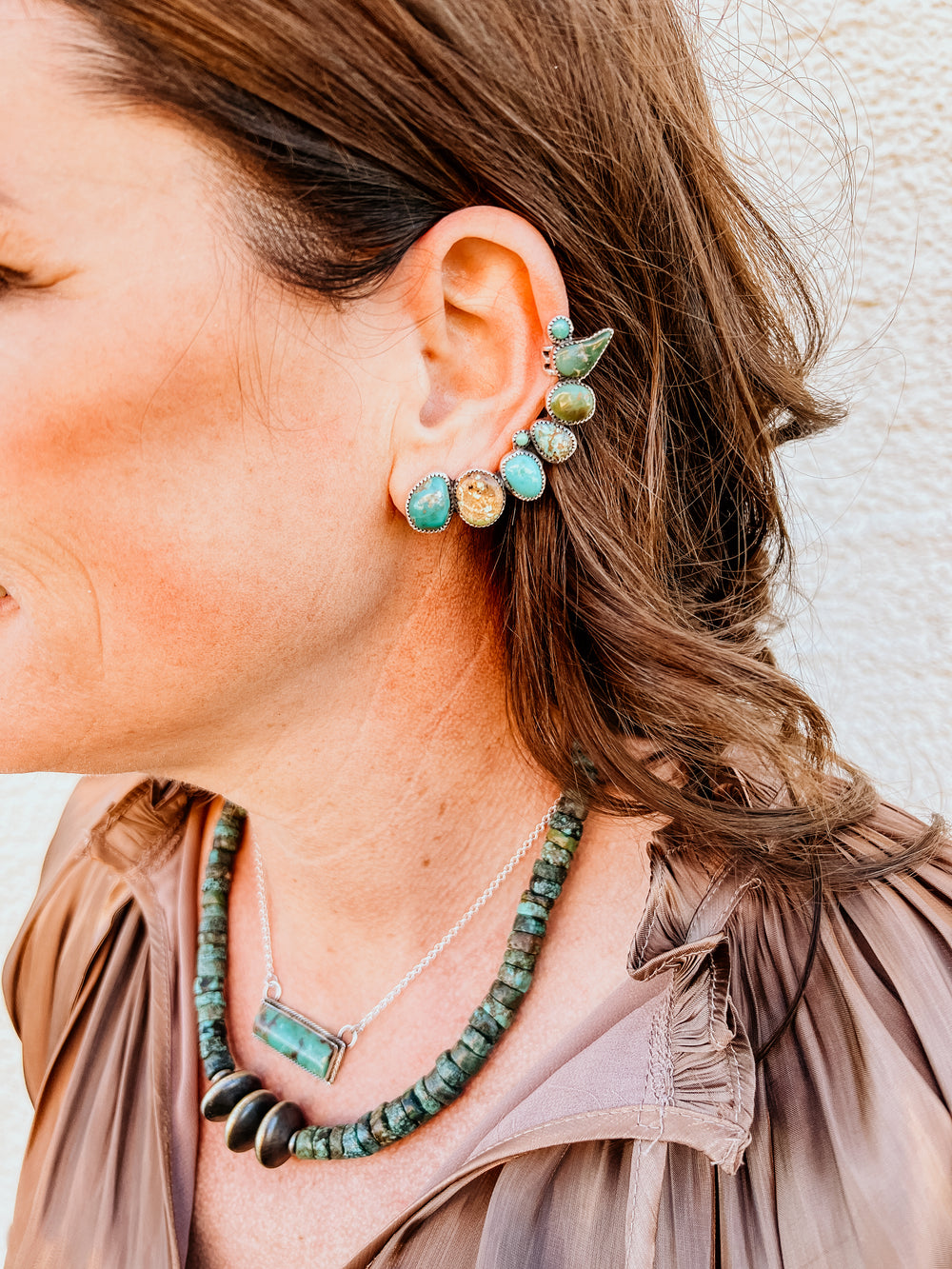 Silver & Turquoise Navajo Cluster Earrings by Zeita Begay 2B07F –  N8tiveArts.com