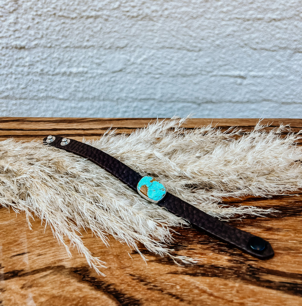 Kingman Turquoise Leather Bracelets