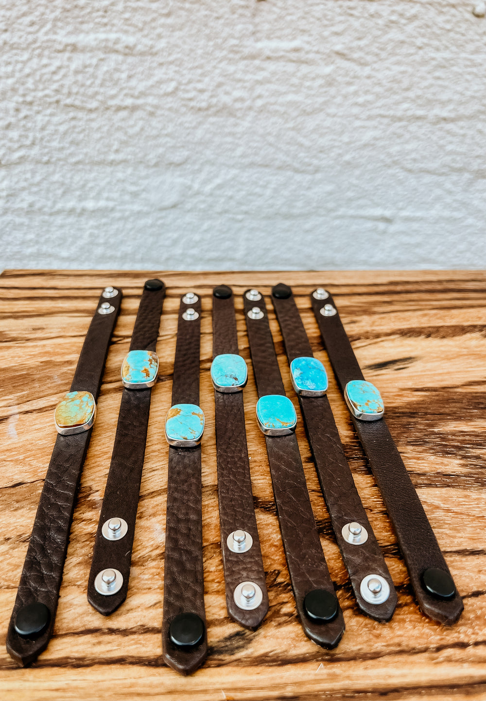 Kingman Turquoise Leather Bracelets