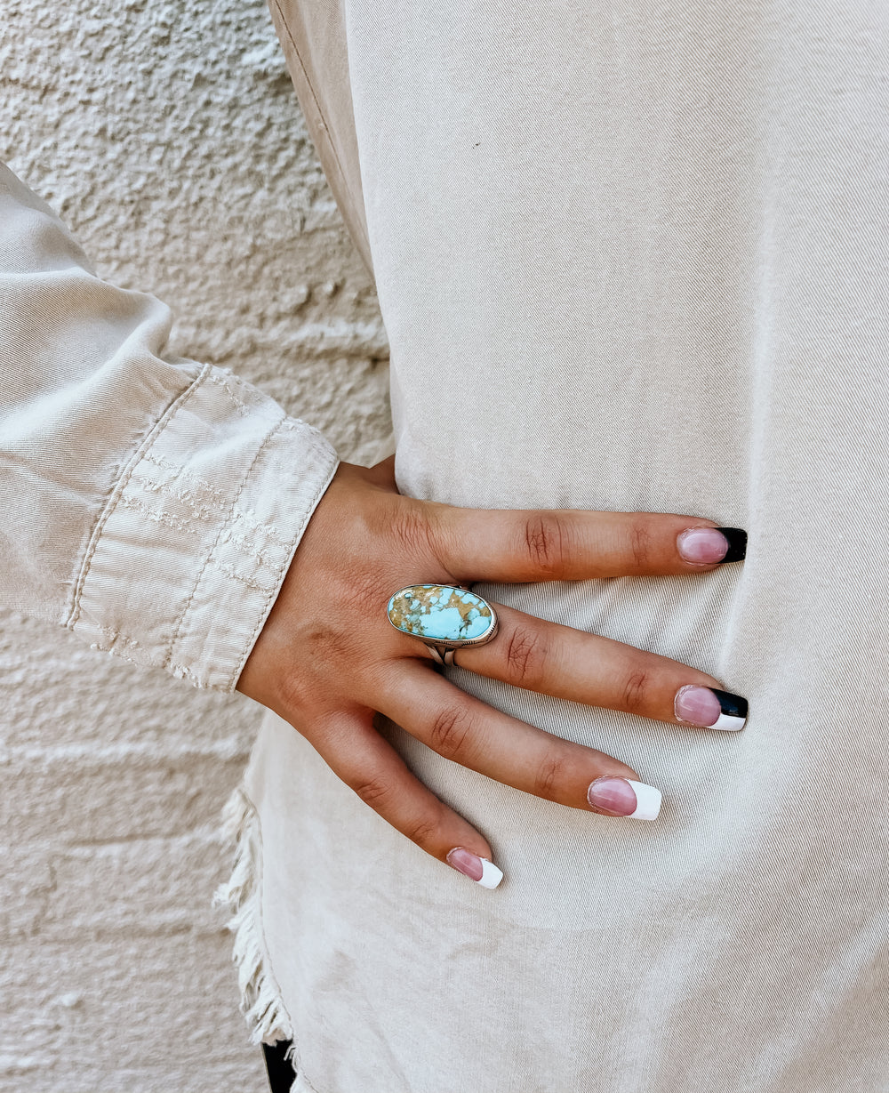 Turquoise Stamped Pecos Rings