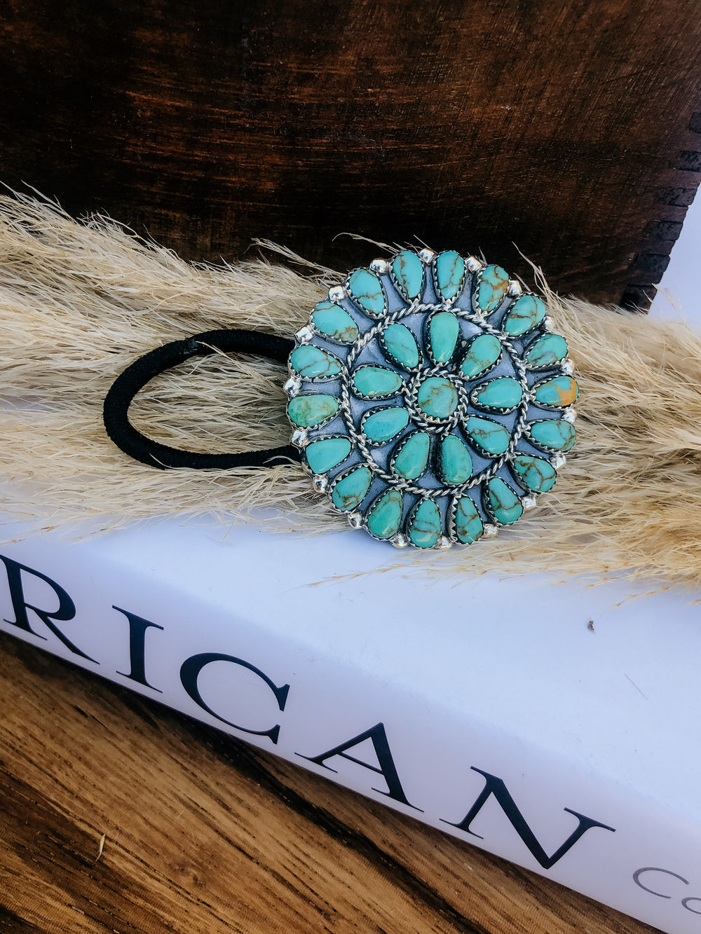 Large Turquoise Cluster Hair Tie